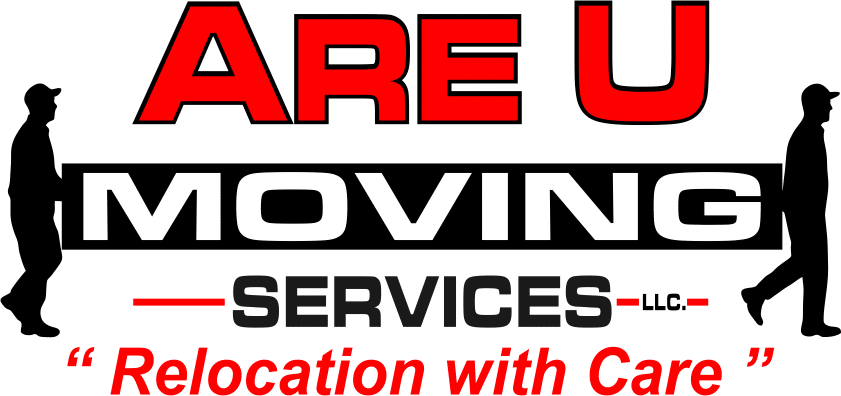 ARE U MOVING SERVICES LLC logo with movers and tagline "Relocation with Care
